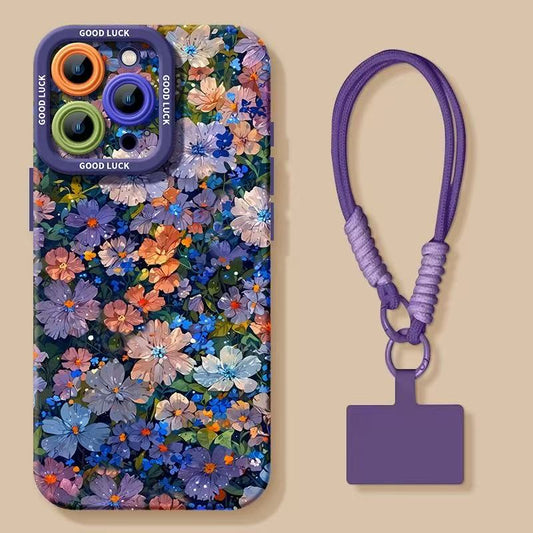 Flower Phone Case with Detachable Strap